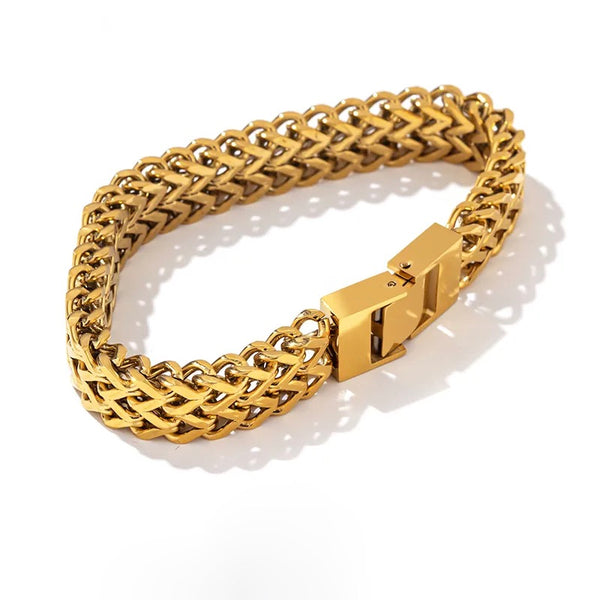 Chunky Braid Link Chain Clasp Bracelet