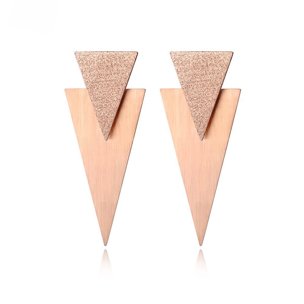 Sparkly Double Triangle Modern Earrings