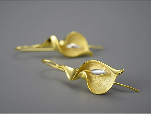 18K Gold Calla Lily Earrings