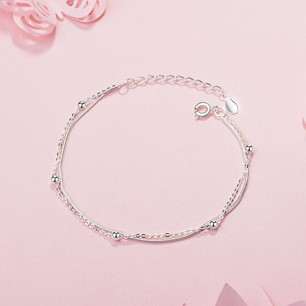 Delicate Double Layer Bead Bracelet
