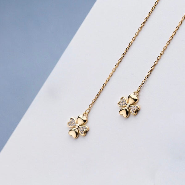 Four Leaf Clover Threader Earrings