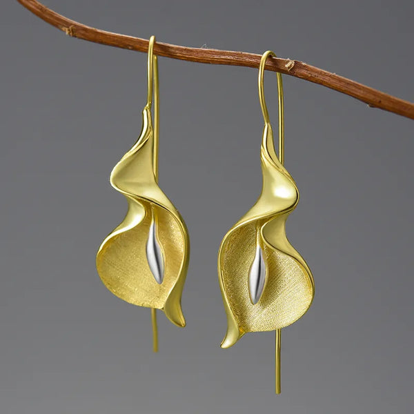18K Gold Calla Lily Earrings