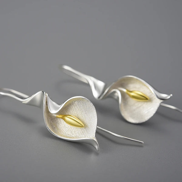 18K Gold Calla Lily Earrings