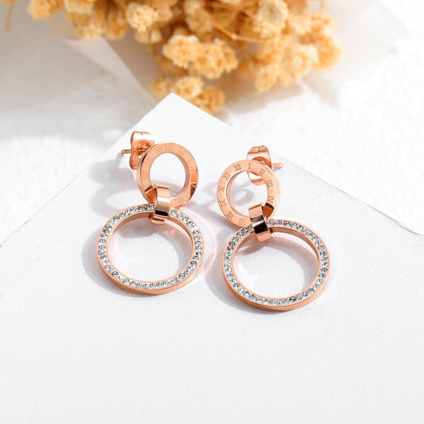 Roman Numeral Crystal Earrings