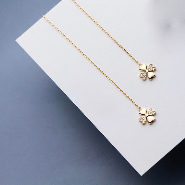 Four Leaf Clover Threader Earrings