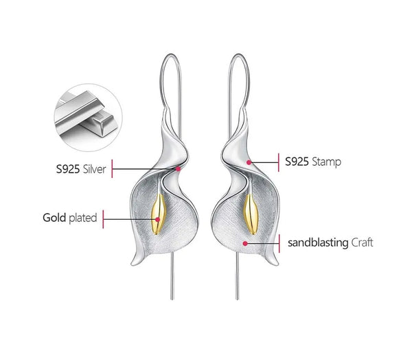 18K Gold Calla Lily Earrings