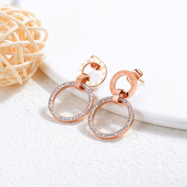 Roman Numeral Crystal Earrings