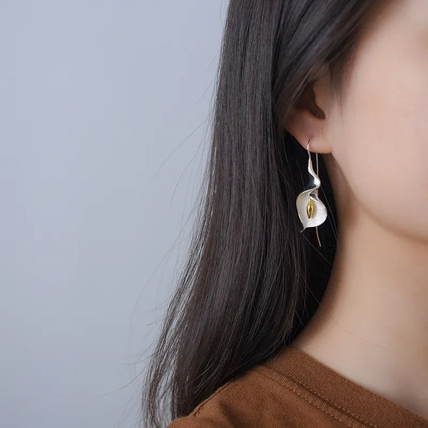 18K Gold Calla Lily Earrings
