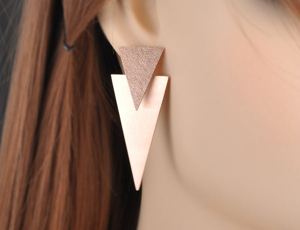 Sparkly Double Triangle Modern Earrings
