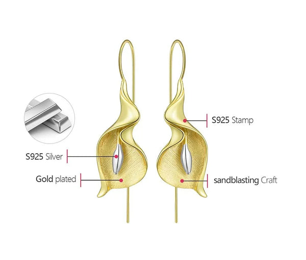 18K Gold Calla Lily Earrings