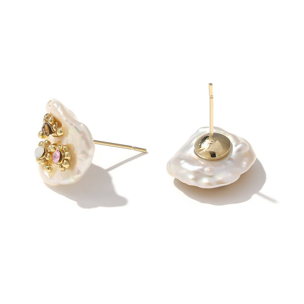 Vintage Mirror Pearl Studs