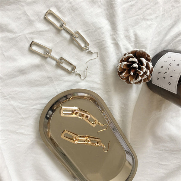 Rectangle Link Chain Earrings