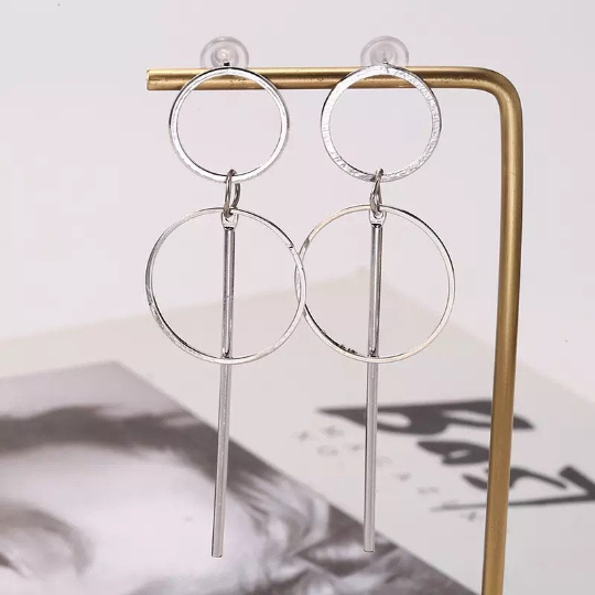 Circle and Bar Geometric Dangle Earrings