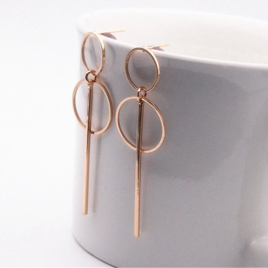 Circle and Bar Geometric Dangle Earrings