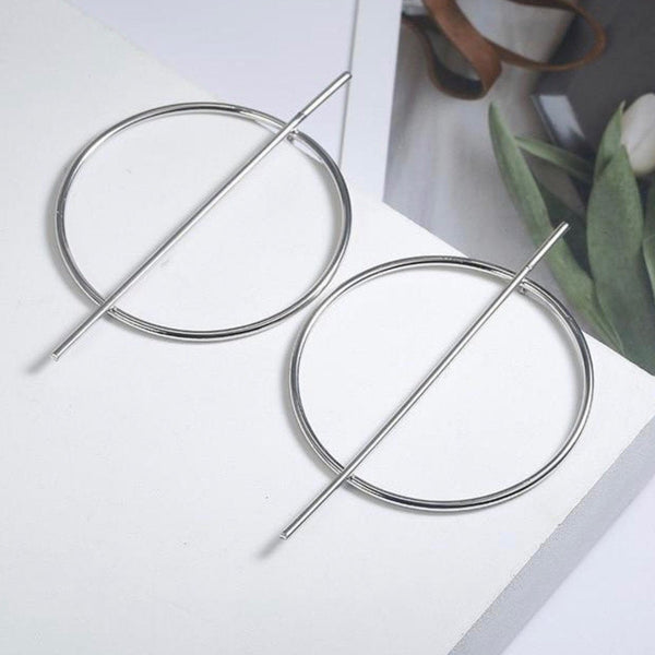 Circle and Bar Large Stud Earrings