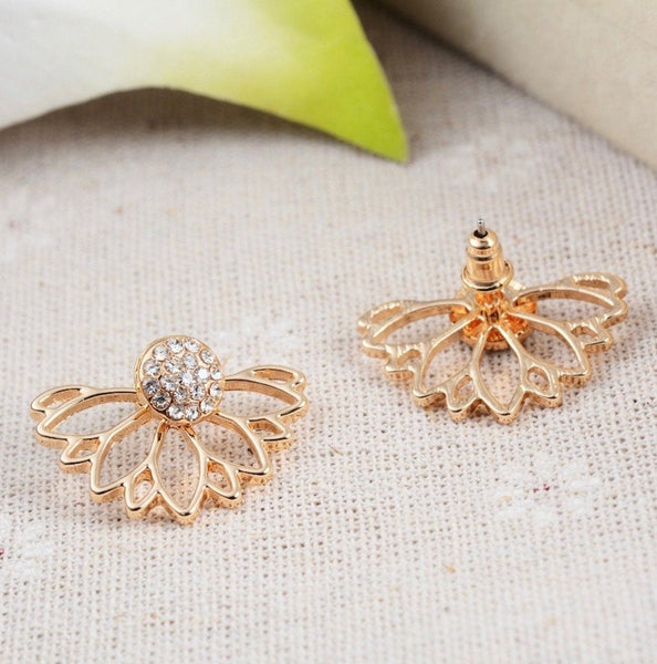 Pearl Lotus Ear Jacket Earrings