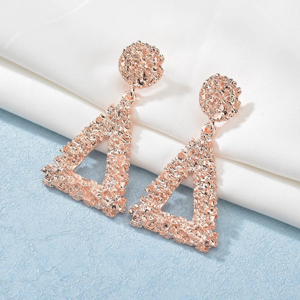Chunky Textured Triangle Dangle Earrings