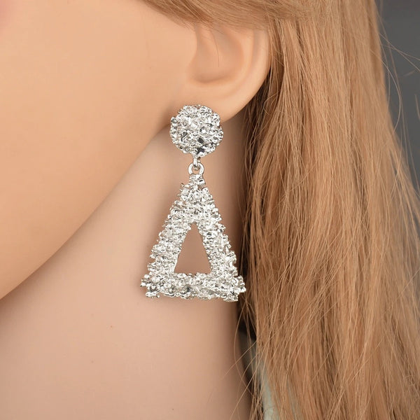 Chunky Textured Triangle Dangle Earrings