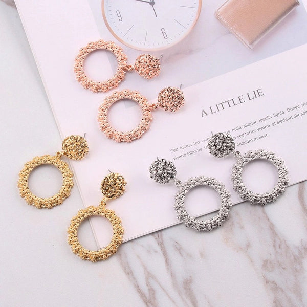 Textured Hoop Stud Earrings