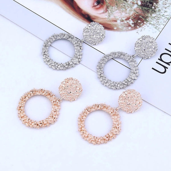 Textured Hoop Stud Earrings