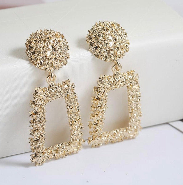 Rectangle Textured Statement Earrings