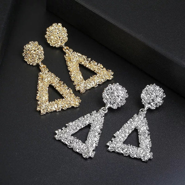Chunky Textured Triangle Dangle Earrings