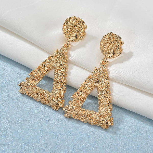 Chunky Textured Triangle Dangle Earrings