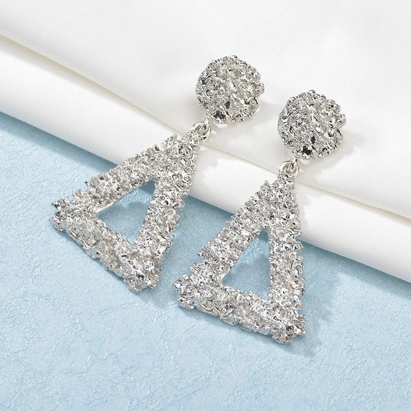 Chunky Textured Triangle Dangle Earrings