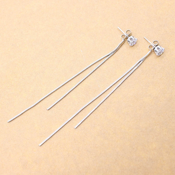 Long Tassel Crystal Stud Earrings