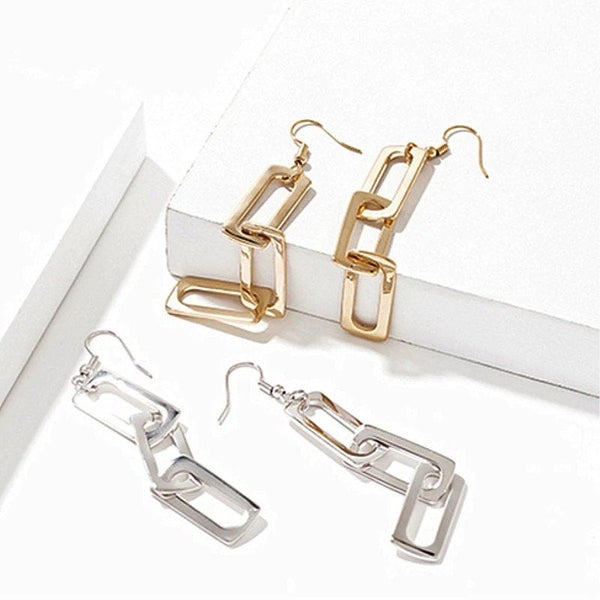 Rectangle Link Chain Earrings