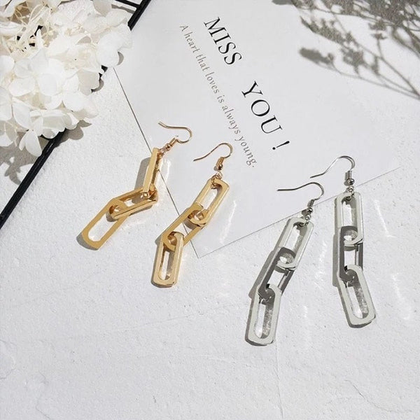 Rectangle Link Chain Earrings