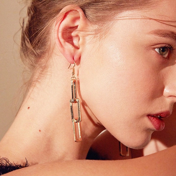 Rectangle Link Chain Earrings