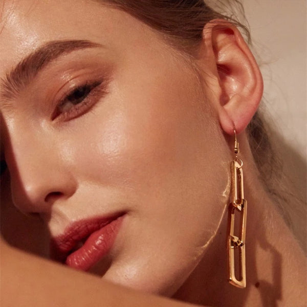 Rectangle Link Chain Earrings