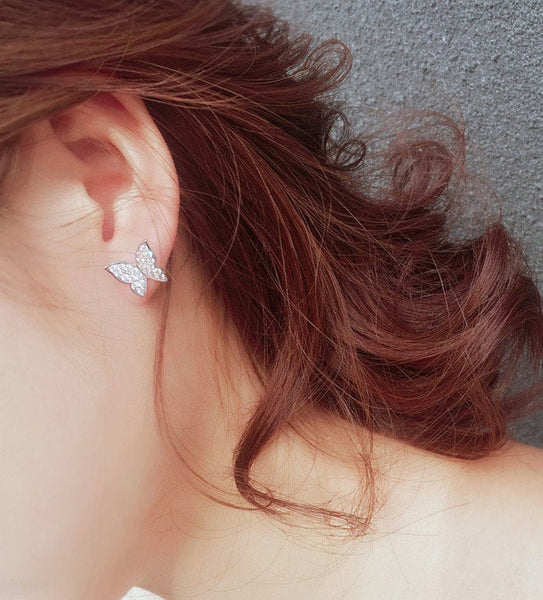 Crystal Butterfly Dangle Ear Jackets
