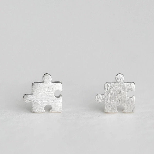 Tiny Puzzle Pieces Stud Earrings