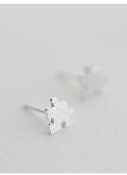 Tiny Puzzle Pieces Stud Earrings