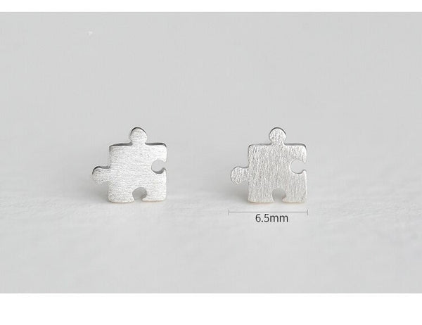 Tiny Puzzle Pieces Stud Earrings
