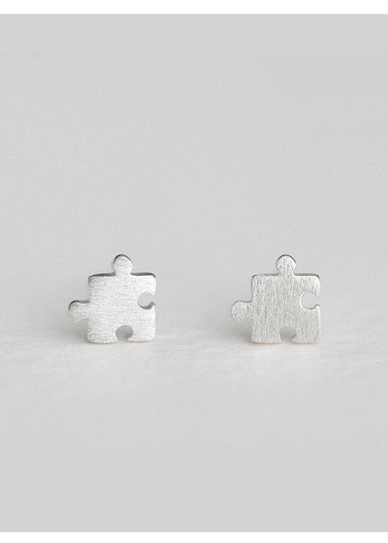 Tiny Puzzle Pieces Stud Earrings