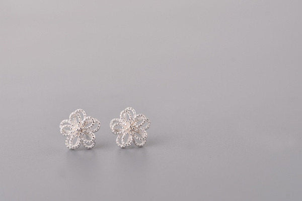 Layered Silver Flower Studs