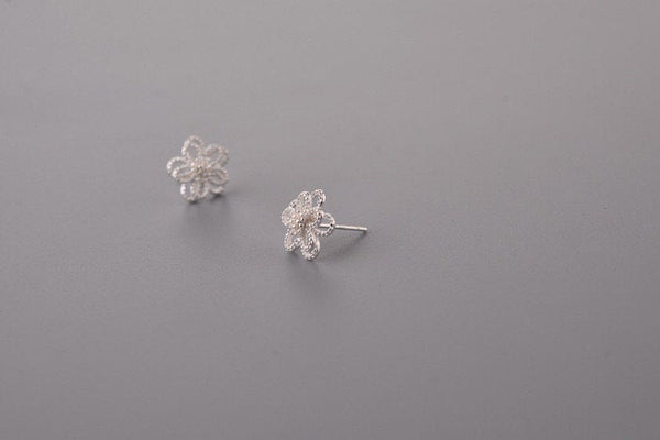 Layered Silver Flower Studs