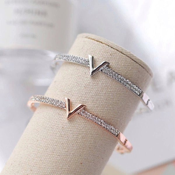 Crystal V Bangle Bracelet