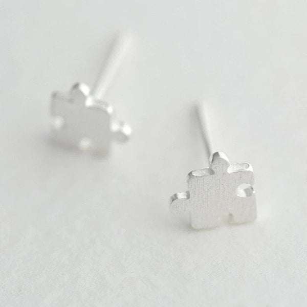Tiny Puzzle Pieces Stud Earrings