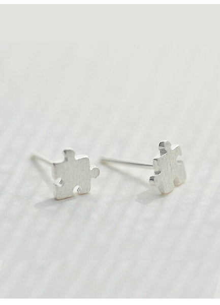 Tiny Puzzle Pieces Stud Earrings