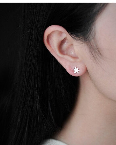 Tiny Puzzle Pieces Stud Earrings