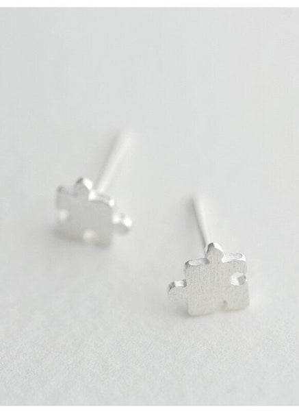 Tiny Puzzle Pieces Stud Earrings