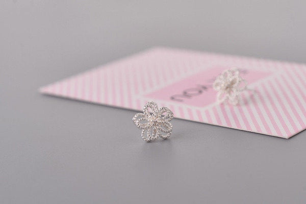 Layered Silver Flower Studs