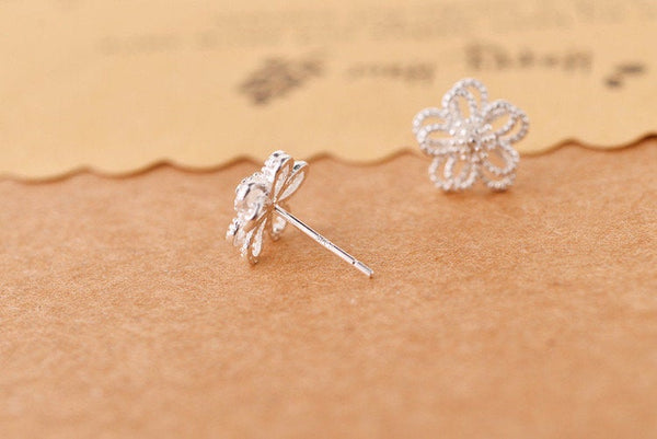 Layered Silver Flower Studs