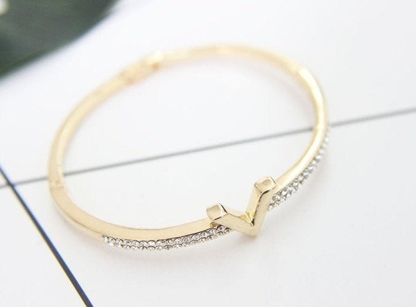 Crystal V Bangle Bracelet
