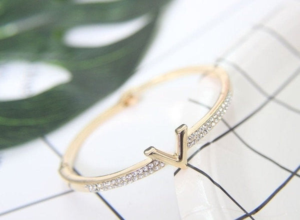 Crystal V Bangle Bracelet