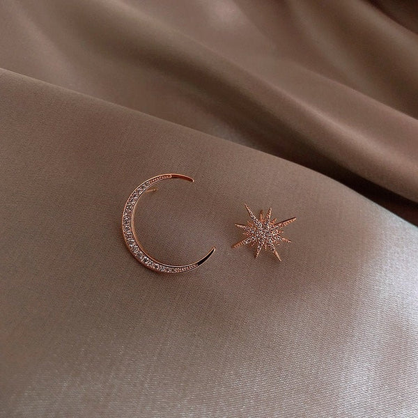 Crescent Moon & Star Studs
